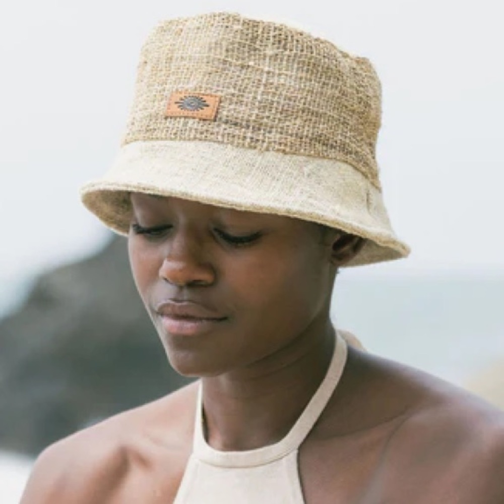 SunnyLife Hemp Two-Tone Bucket Hat – Eco-Friendly Handmade - Size M - NWT